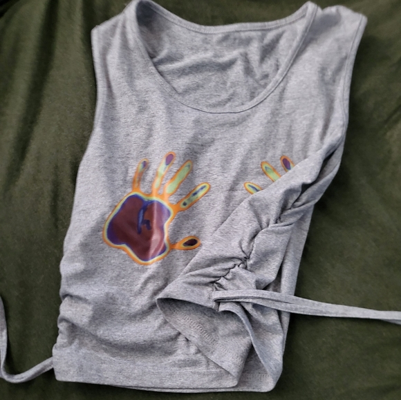 Hand print drawstring top - Picture 2 of 4
